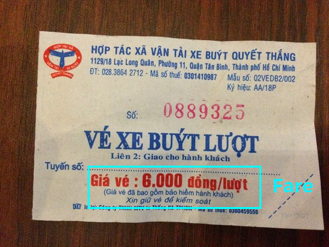 Saigon bus fare